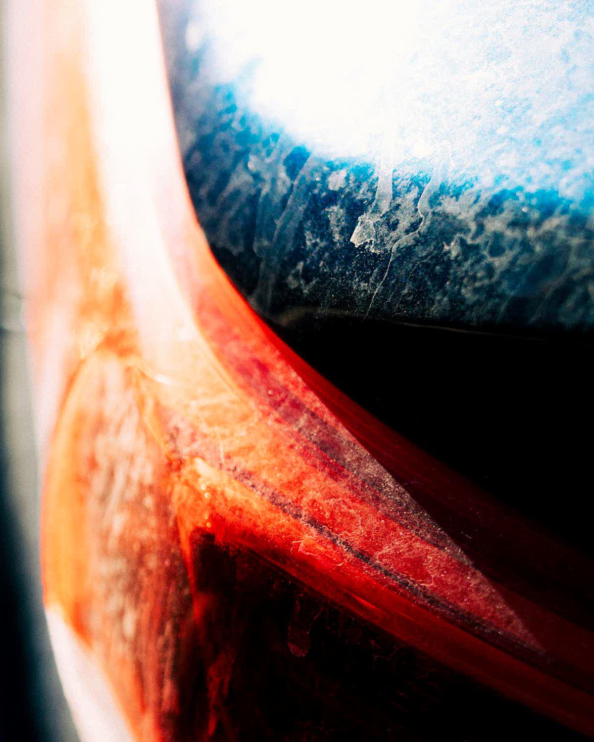 Macro of clear coat carrying fine scratching and etch marks